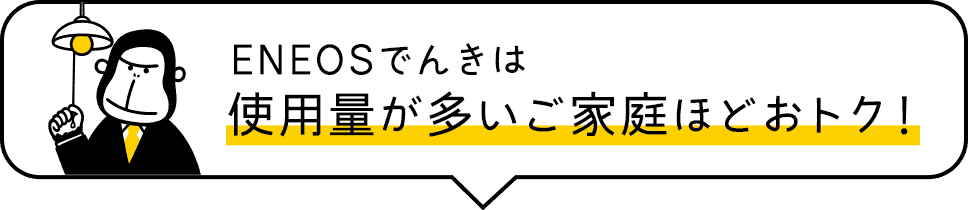 ＥＮＥＯＳでんきは使用量が多いご家庭ほどおトク！