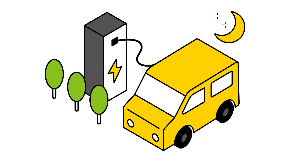 充電中の電気自動車のイラスト