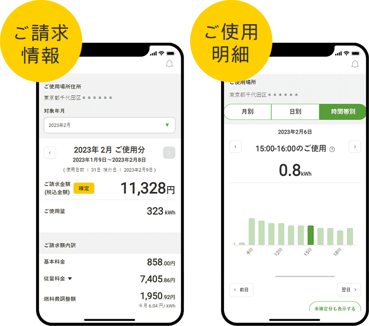 ご請求情報 ご使用明細