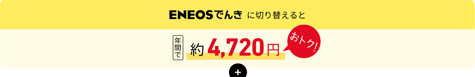 ＥＮＥＯＳでんきに切り替えると　年間で約4,720円おトク！