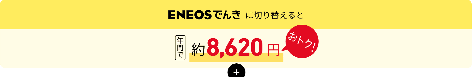 ＥＮＥＯＳでんきに切り替えると　年間で約8,620円おトク！