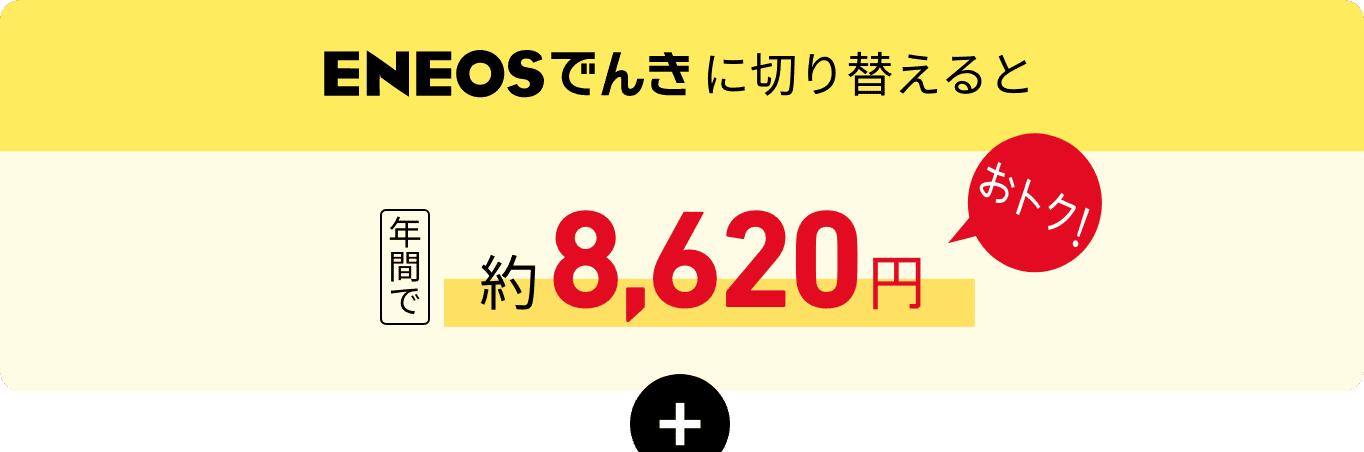 ＥＮＥＯＳでんきに切り替えると　年間で約8,620円おトク！