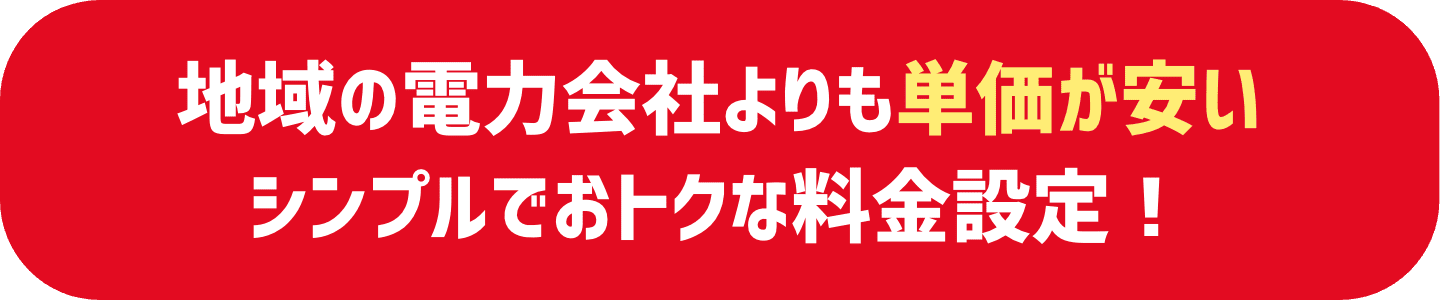 地域の電力会社よりも単価が安いシンプルでおトクな料金設定！