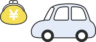 財布と車のイラスト