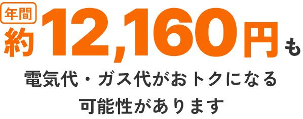 年間約12,160円も電気代・ガス代がおトクになるんです